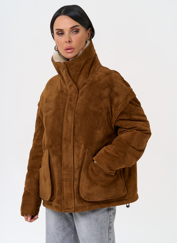 Пуховик - трансформер из натуральной замши