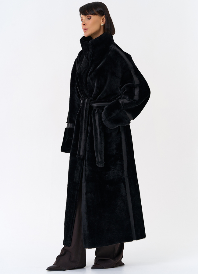 Женская двухсторонняя дубленка с воротником стойкой модель № 31914 универмаг малина