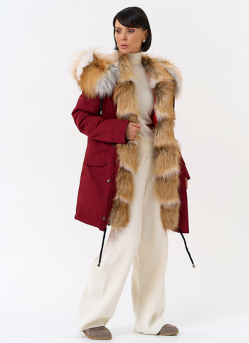 Женская парка с капюшоном из меха рыжей лисы