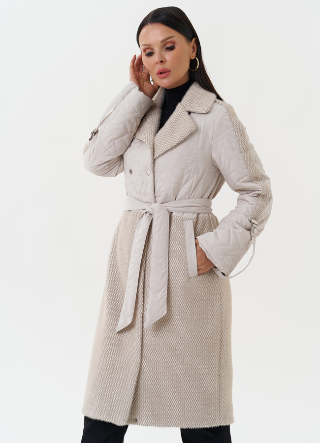 Женское утепленное пальто с поясом модель № 27154 в рассрочку