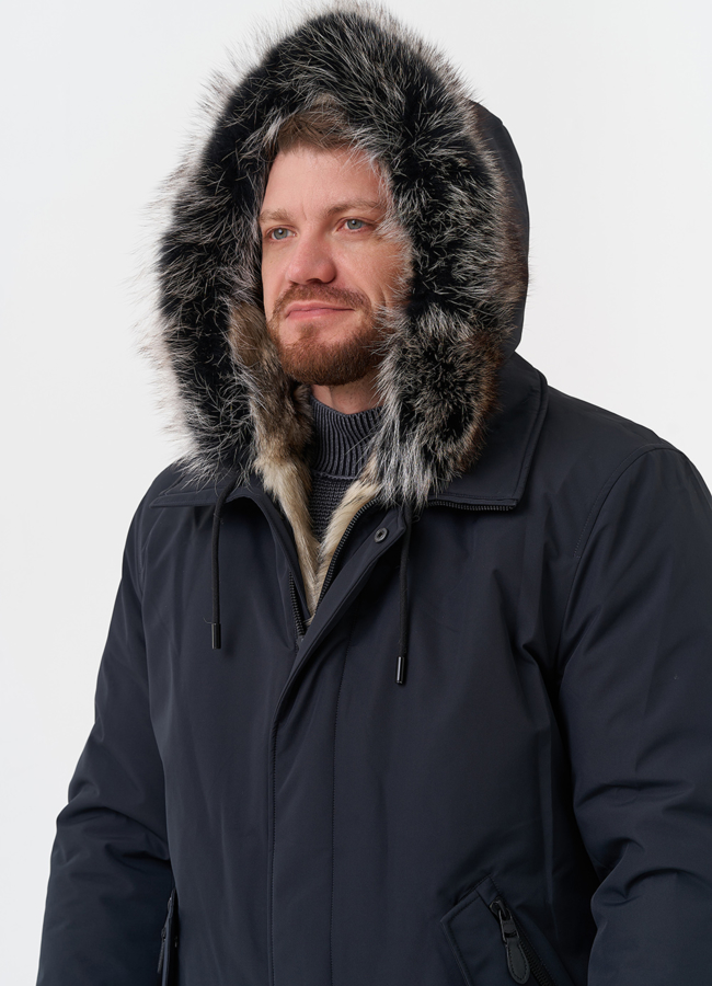 Парка мужская на мехе из волка модель № 29070 универмаг малина