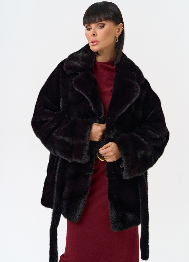 Шуба из меха норки с английским воротником модель № 31641 универмаг малина