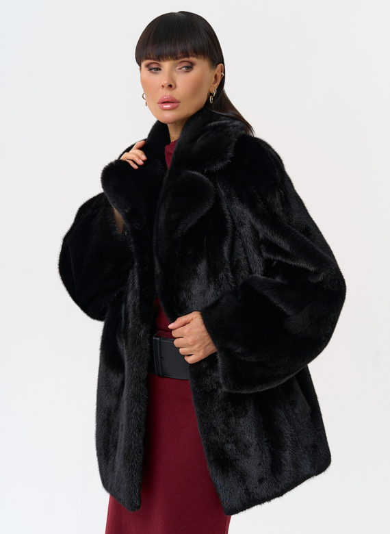 Женская шуба из скандинавской норки с английским воротником