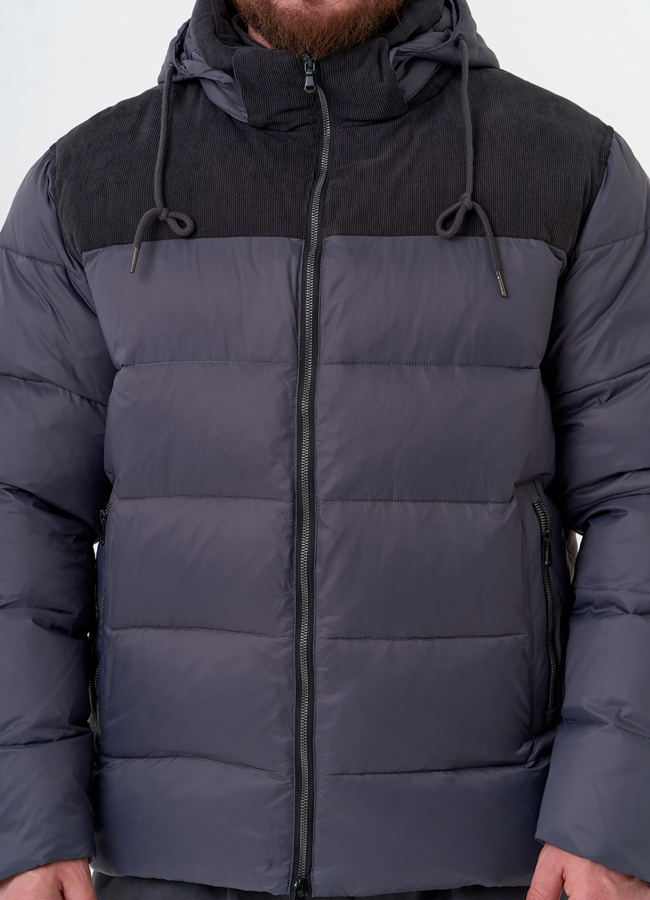 Мужской пуховик с отделкой из вельвета модель № 31470 универмаг малина