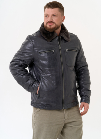 Куртка из натуральной кожи с отделкой из овчины