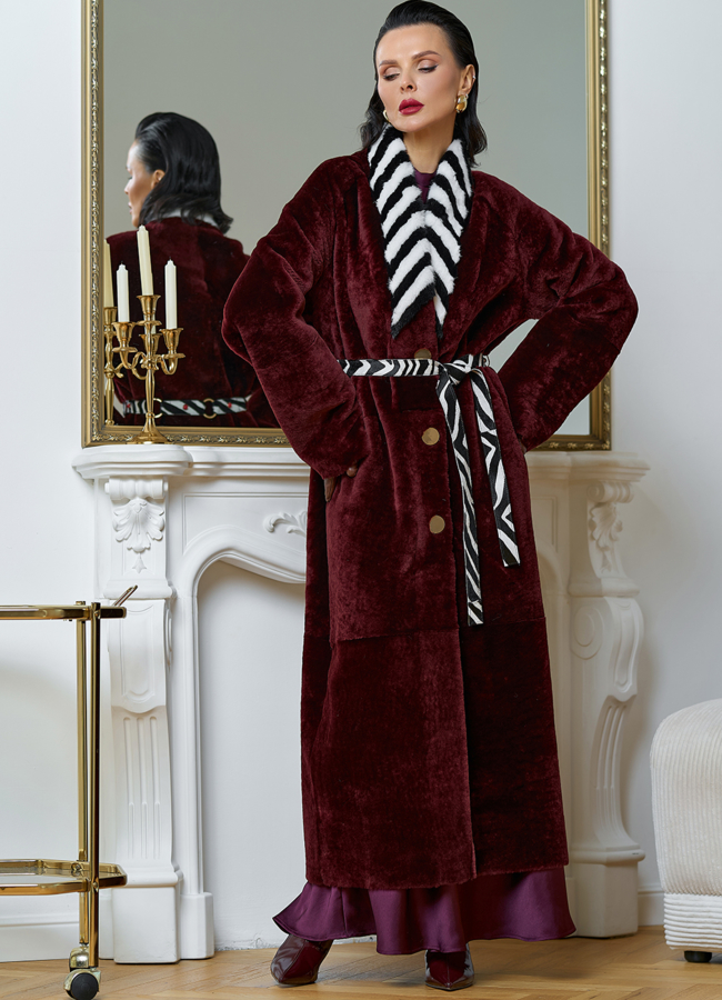 фото Двусторонняя женская дубленка из овчины SATINO модель № 31398