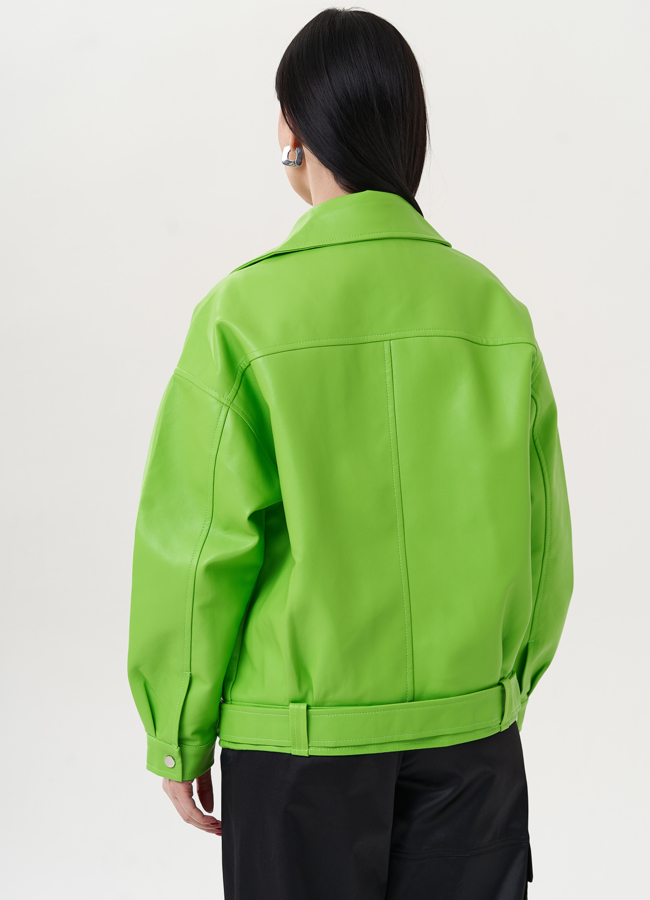 Куртка из эко кожи зеленого цвета модель № 26790 универмаг малина