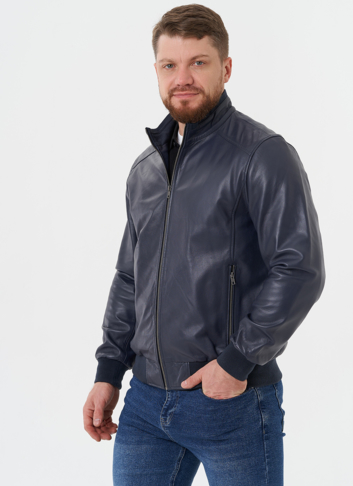 Мужская кожаная куртка "бомбер"