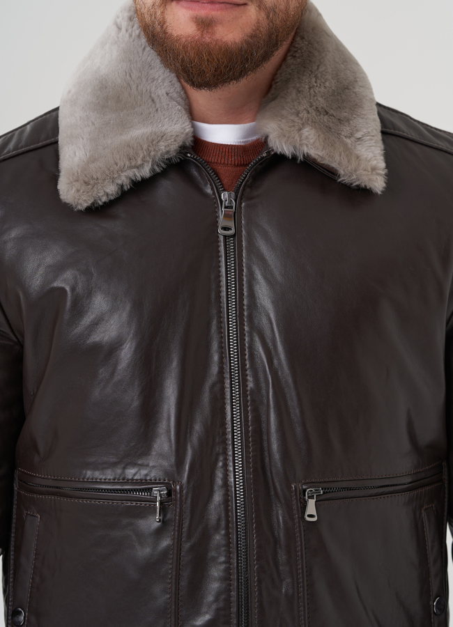 Мужская куртка из натуральной кожи  модель № 81840 универмаг малина