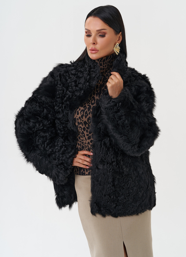 Женская двухсторонняя натуральная дубленка модель № 28422 универмаг малина