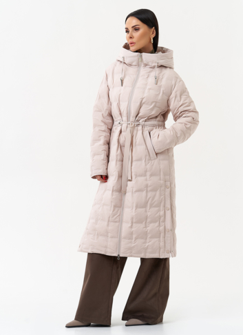 Женское утепленное пальто с капюшоном