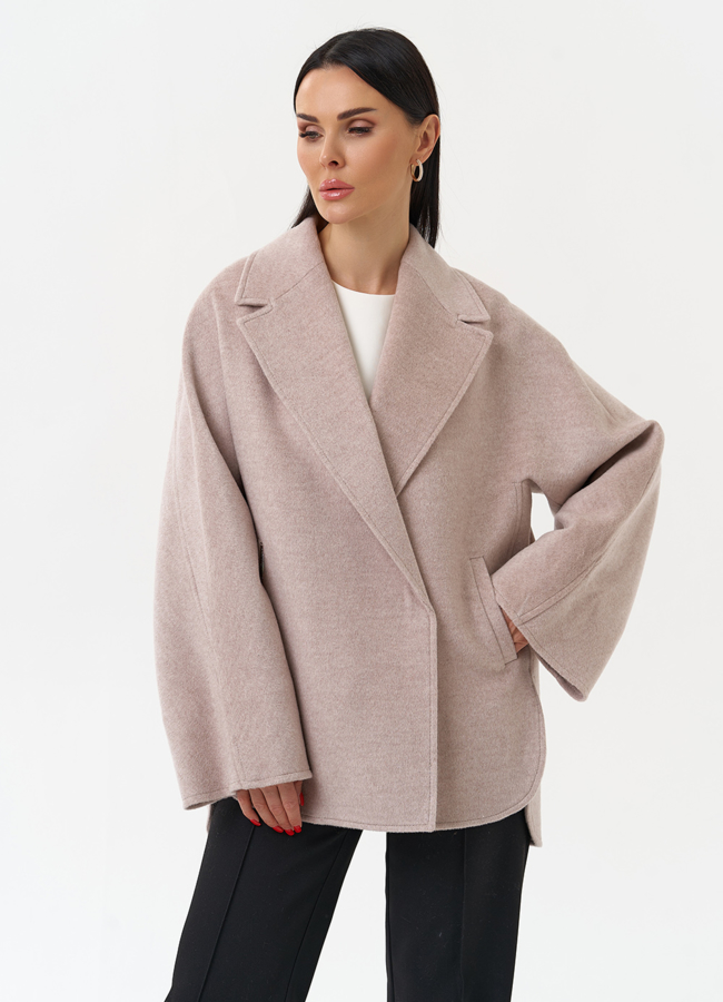 Укороченное пальто с английским воротником модель № 29891 меха малина