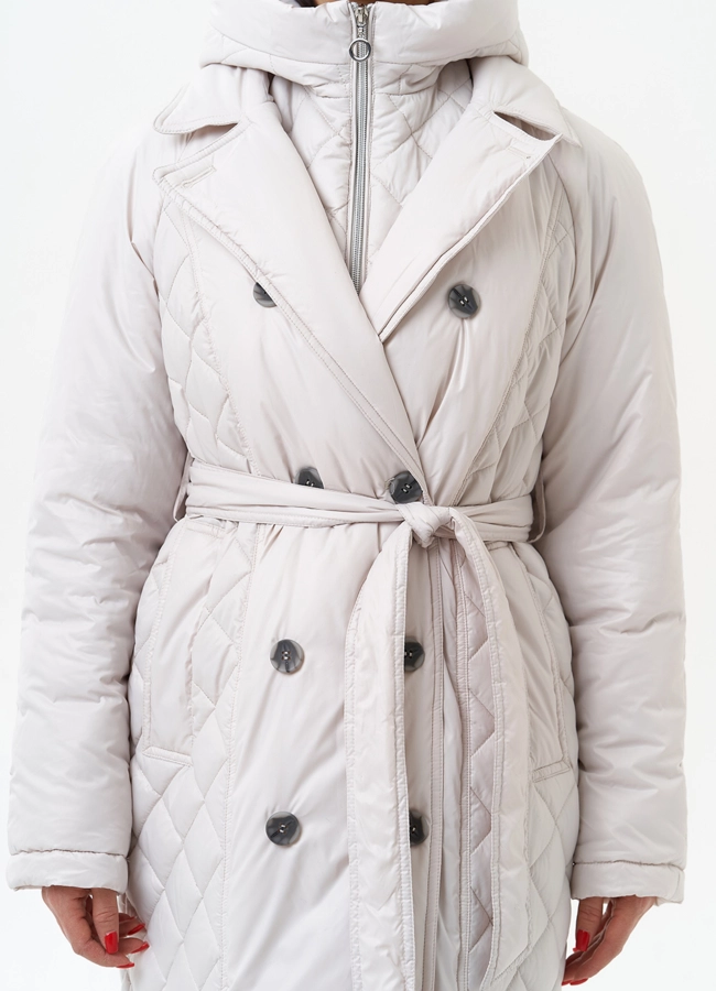 Женское утепленное пальто со съемным капюшоном модель № 30091 универмаг малина фото