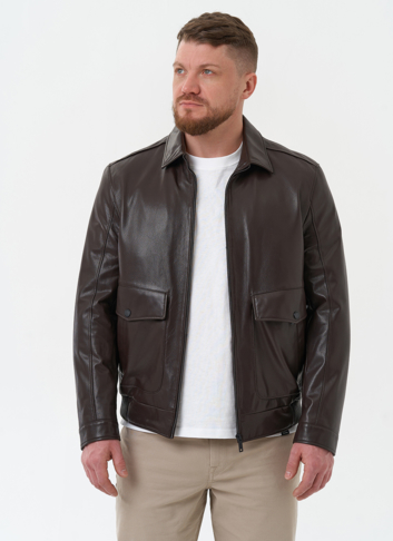 Мужская куртка из натуральной кожи коричневого цвета