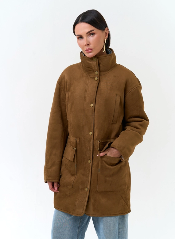 Женская дубленка из эко замши