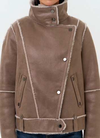 Женская дубленка из эко замши