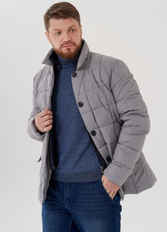 Мужская куртка серого цвета  модель № 23764 универмаг малина