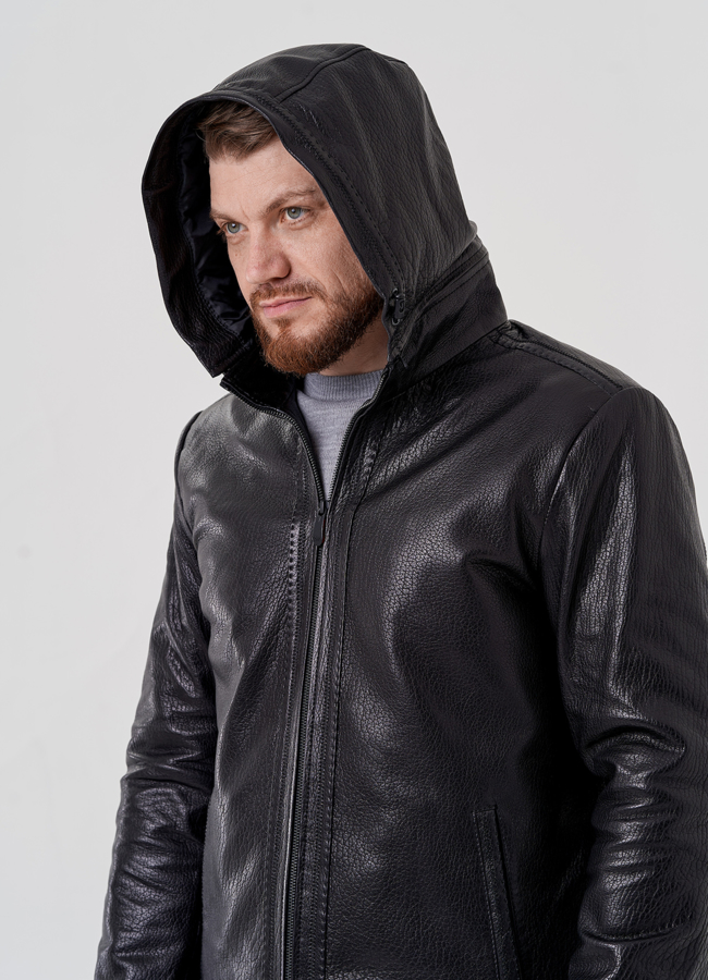 Мужская куртка из натуральной кожи  модель № 24395 в кредит