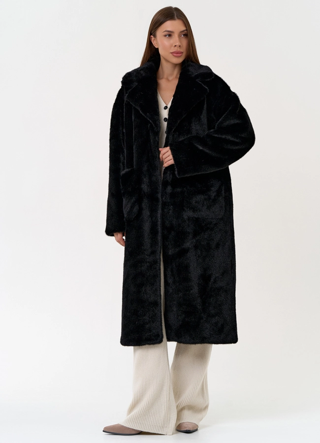 Пальто из эко меха с английским воротником модель № 31257 универмаг малина