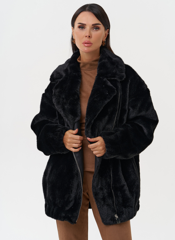 Женская шуба из эко меха со съёмными рукавами