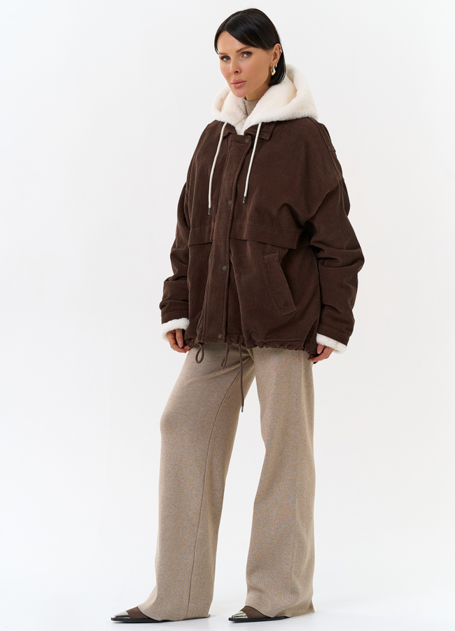 Женская утепленная куртка с отделкой из эко меха модель № 31910 в рассрочку