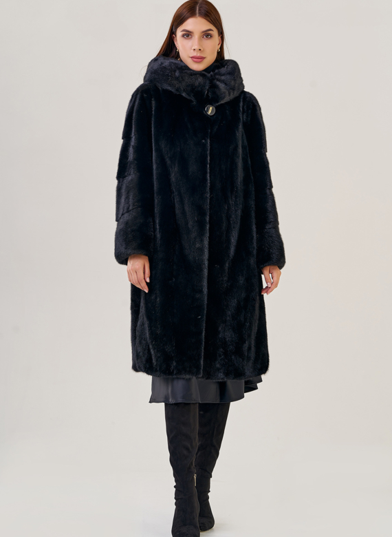 Шуба-"рубашка" с капюшоном