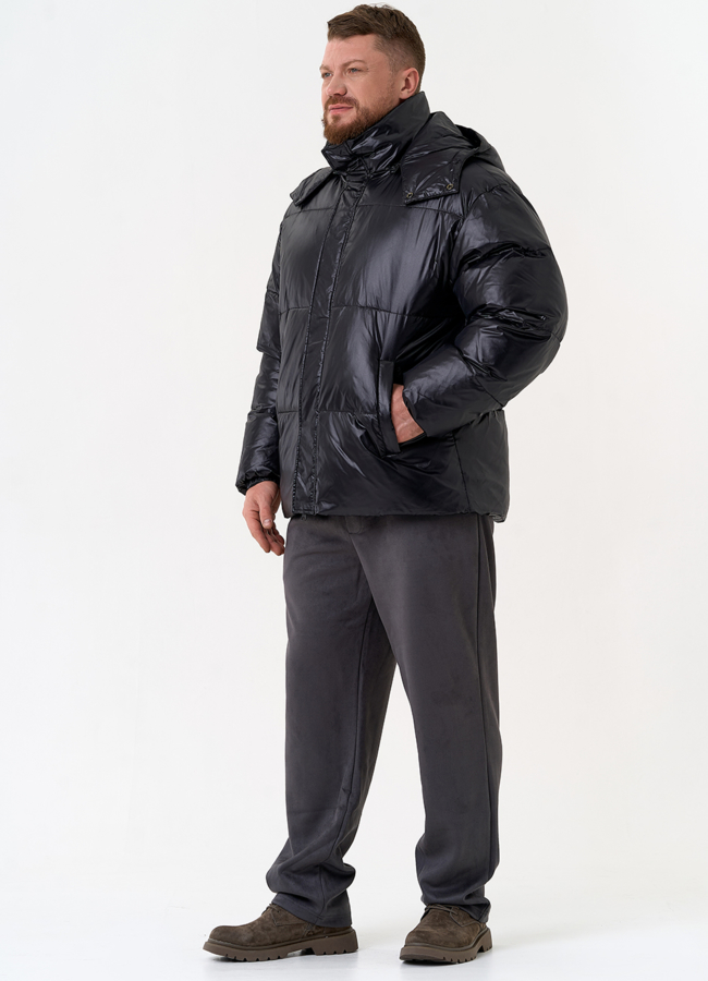 Мужской пуховик черного цвета с капюшоном модель № 31466 в рассрочку