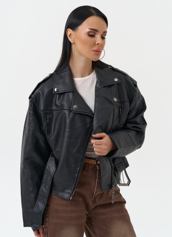 Куртка косуха из эко кожи черного цвета