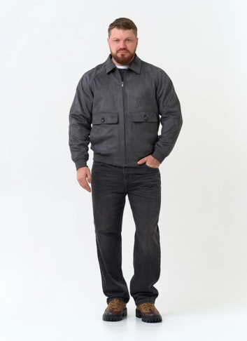 Мужская куртка бомбер из эко замши фото