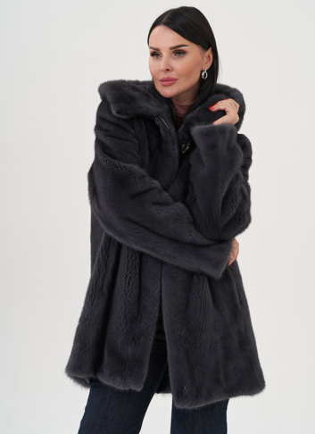 Шуба из норки в цвете графит