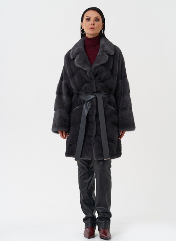 Норковая шуба с английским воротником