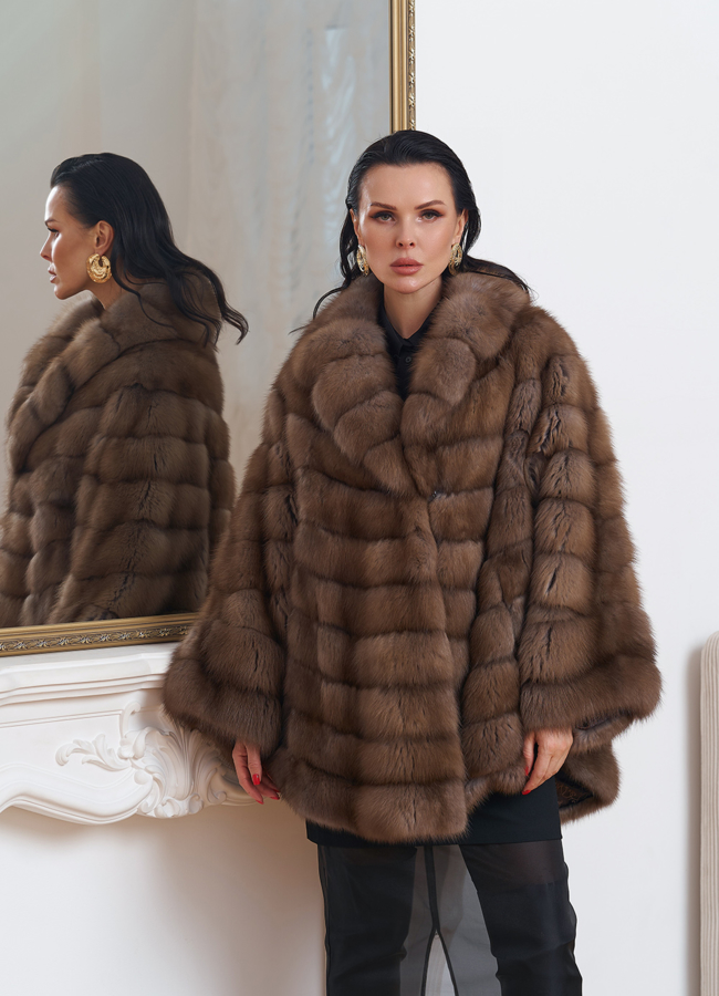 Шуба из куницы оверсайз модель № 24643 универмаг малина