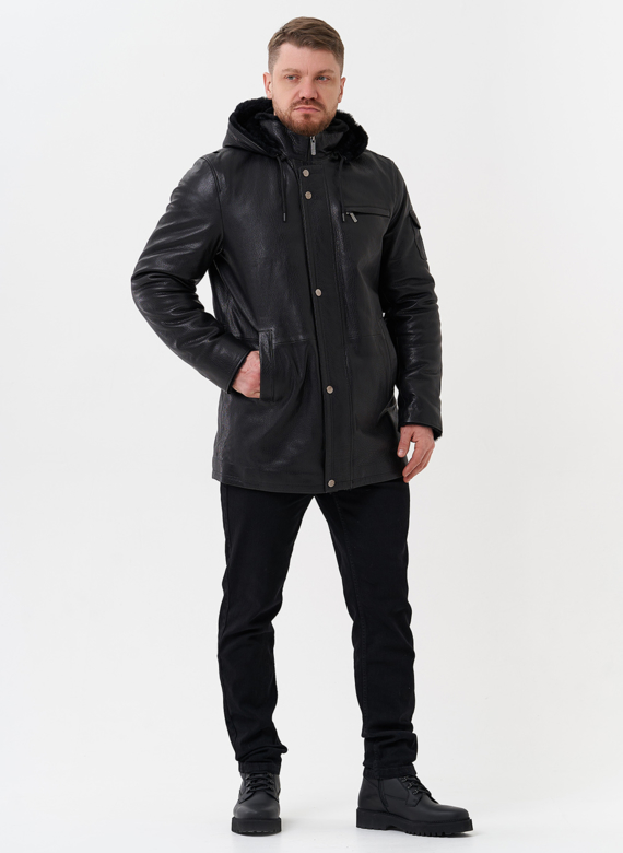 Мужская дубленка черного цвета 